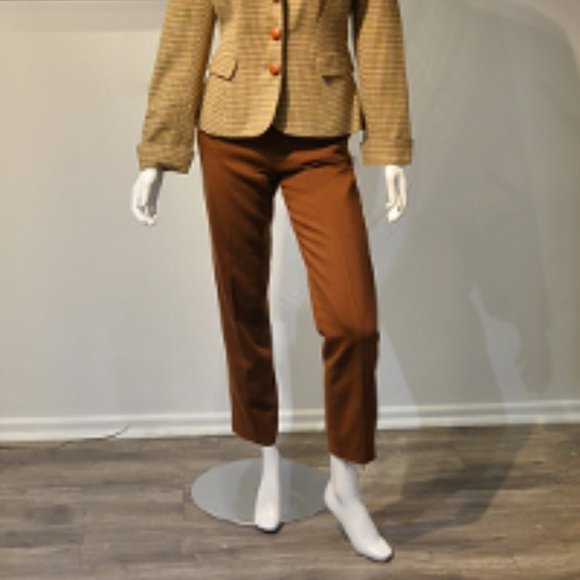 Wool Flannel Flat Front Straight Leg Trouser - Picture 1 of 7